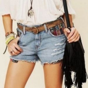 Free People Baja Aztec Distressed Shorts Sz 24